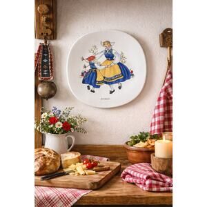 Rörstrand Sweden Sverigedräkten Wall Plate Swedish National Costume w Box